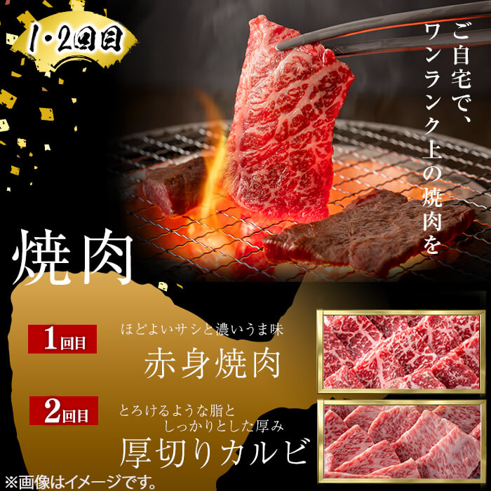 【定期便全3回】＜A4・A5等級＞黒毛和牛堪能〈お試し〉定期便（5～6人分）総重量1.8kg 鹿児島県産 黒毛和牛 和牛 肉 牛肉 国産 九州産 鹿児島県産 焼肉 焼き肉 BBQ ランキング 人気 A4 A5 赤身 切り落とし カルビ お楽しみ 食べ比べ 5人前 6人前 t0058-003