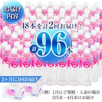 【定期便・全2回】天然シリカ水 555ml 48本(2ケース)×2回 計53L超 t0024-004
