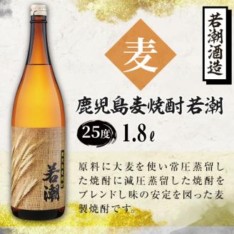 ＜入金確認後、2週間以内に発送！＞鹿児島麦焼酎＜若潮・千亀女＞飲み比べセット(各1.8L・計2本) a6-007-2w