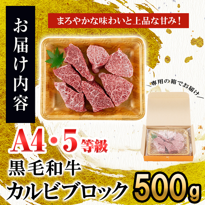 カルビブロック500g×1P 黒毛和牛 和牛 肉 牛肉 国産 九州産 鹿児島県産 焼肉 カルビ 日本一 b0-203