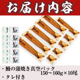 うなぎの大楠＜大＞10尾セット計1.5kg(150g×10尾) うなぎ 鰻 ウナギ 国産 九州産 蒲焼き かばやき 冷凍 うな重 ひつまぶし タレ 山椒 真空パック ランキング 人気 f7-001