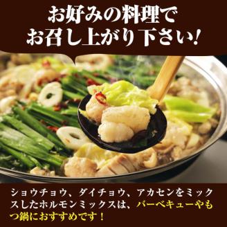 国産黒毛和牛 牧草育ちの里山牛 ホルモンミックス 計1kg 黒毛和牛 和牛 肉 牛肉 国産 小腸 大腸 アカセン もつ もつ鍋 焼肉 小分け a9-023