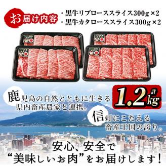 5等級鹿児島黒牛ローススライスセット（1.2㎏） e7-001