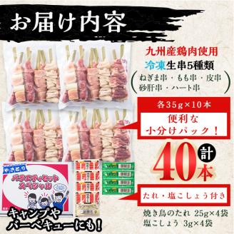 鮮度にこだわった国産やきとりバラエティセットスペシャル計40本(5種×各8本) a3-196