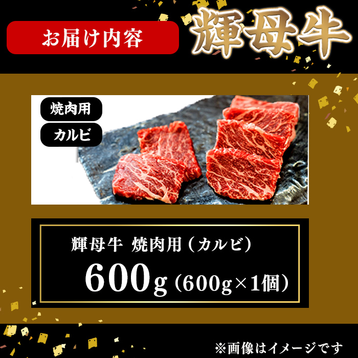 輝母牛焼肉用(カルビ)(3人前600g/600g×1個)焼肉 BBQ カルビ 冷凍 肉 牛肉 国産 人気 b9-005