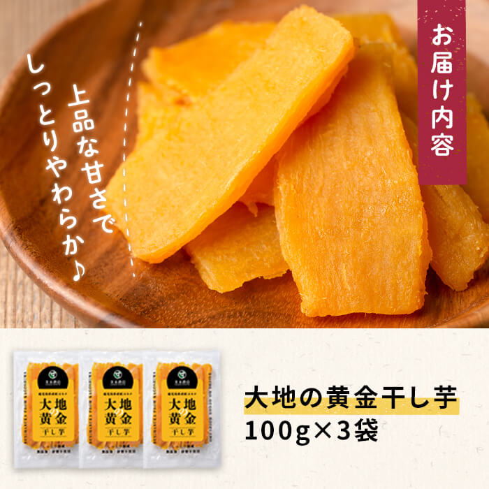 大地の黄金干し芋 計300g(100g×3袋)　干し芋 ほしいも 干しいも さつまいも さつま芋 紅はるか スイーツ スウィーツ おかし お菓子 おやつ 国産 九州産 鹿児島県産 小分け ランキング 人気 常温 常温保存 p5-049