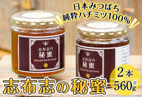 日本みつばちの純粋蜂蜜＜志布志の秘蜜＞計560g(280g×2本) b2-003