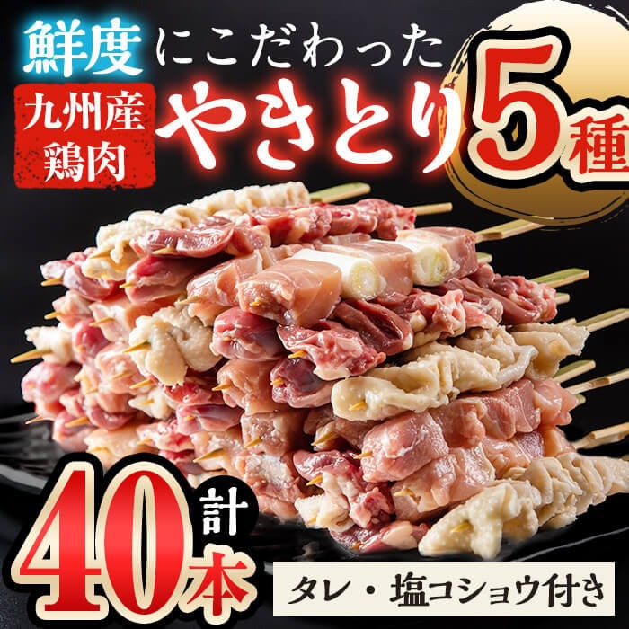 鮮度にこだわった国産やきとりバラエティセットスペシャル計40本(5種×各8本) a3-196