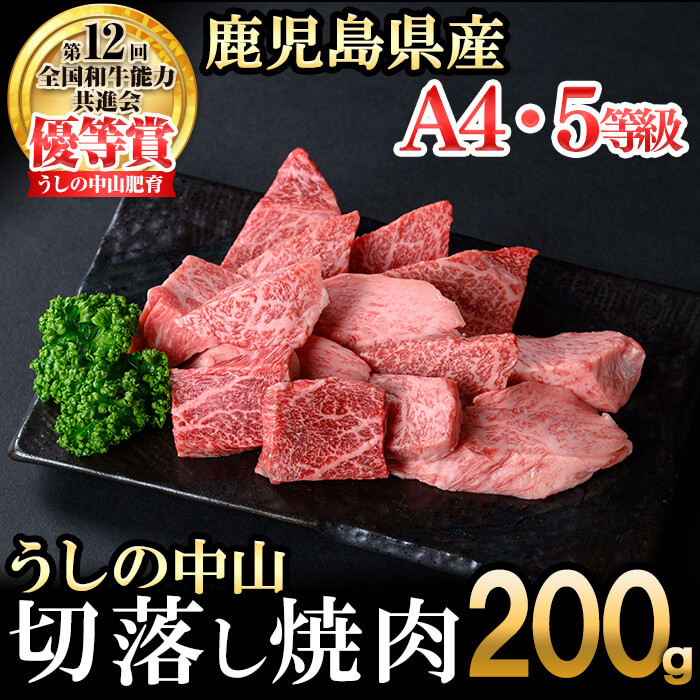 ＜A4・A5等級＞鹿児島県産黒毛和牛 うしの中山 切り落とし焼肉用 200g 黒毛和牛 和牛 肉 牛肉 国産 九州産 鹿児島県産 焼肉 日本一 a0-382