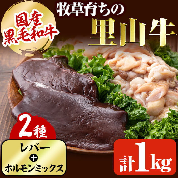 国産黒毛和牛 牧草育ちの里山牛 レバー・ホルモンミックス計1kg 黒毛和牛 和牛 肉 牛肉 国産 レバー ホルモン レバニラ もつ 焼肉 a5-278