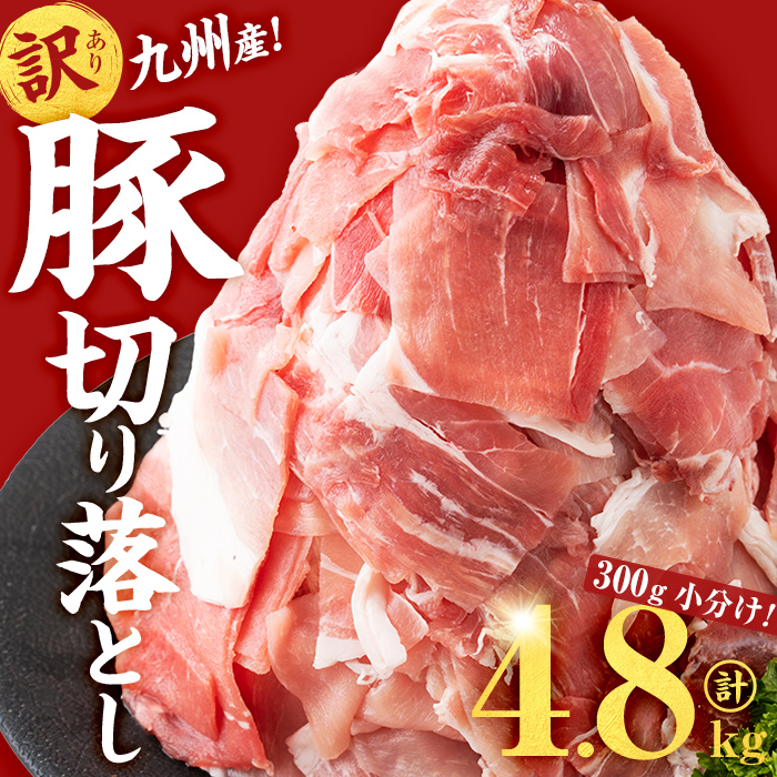 【訳あり・生産者応援企画】九州産 豚切り落とし肉＜計4.8kg(300g×16P)＞ 豚肉 ぶた肉 肉 国産 九州産 切り落とし 切落し 小分け 真空パック チャック付き 野菜炒め 豚丼 カレー b3-023