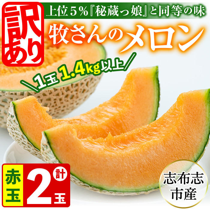 【春限定・数量限定】牧さんの訳ありメロン 赤玉(赤肉)計2玉 メロン マスクメロン 果物 くだもの デザート 赤肉 訳あり b0-105-s