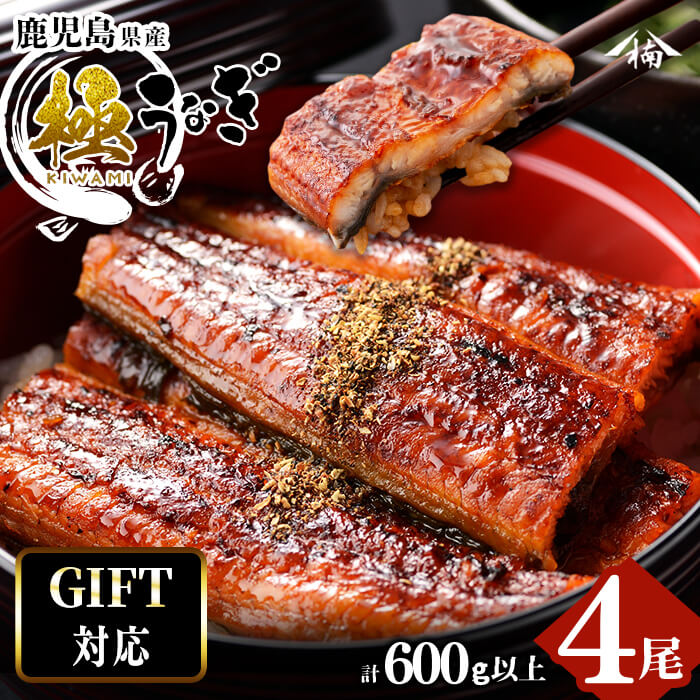 【ギフト対応】楠田の極うなぎ 蒲焼き150g以上×4尾(計600g以上) b6-010