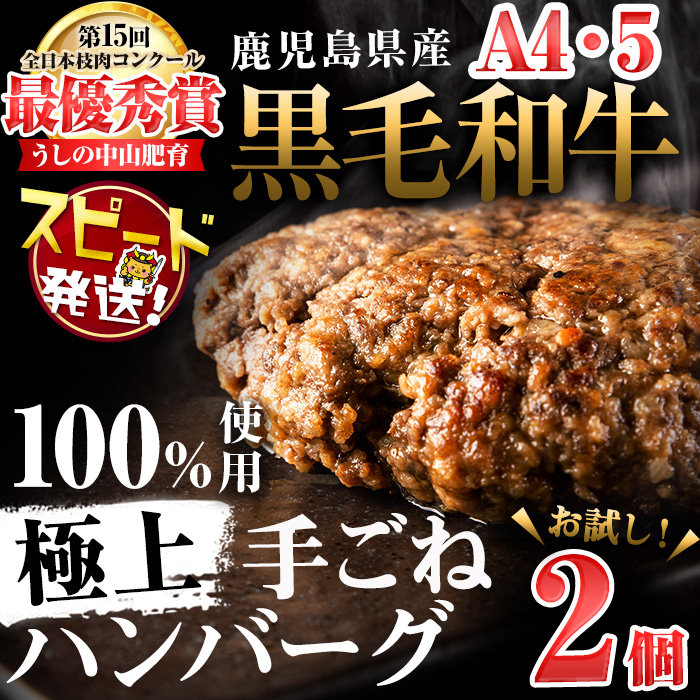 【志布志市制20周年記念】【入金確認後、2週間以内に発送】＜A4・A5等級＞鹿児島県産黒毛和牛100%使用極上ハンバーグ計300g(150g×2個) 黒毛和牛 和牛 ハンバーグ 冷凍ハンバーグ 肉 牛肉 国産 九州産 鹿児島県産 ミンチ 100% 小分け A4 A5 日本一 人気 p8-152-2w