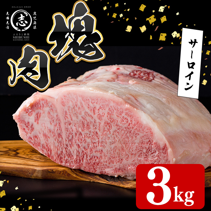 塊肉シリーズ サーロイン 計3kg(3kg×1個) 黒毛和牛 和牛 ステーキ 牛肉 国産 希少部位 日本一 人気 BBQ 焼肉 ロースト イベント 贈答 冷凍 wb84-001