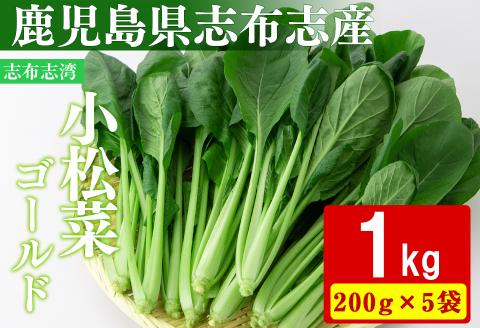 [期間限定]志布志湾小松菜ゴールド(計1kg・200g×5袋) 小松菜 こまつな こまつ菜 コマツナ 野菜 やさい 小分け パスタ ナムル スムージー ラーメン 炊き込みご飯 期間限定 鹿児島県産 志布志 1kg グローバルGAP取得