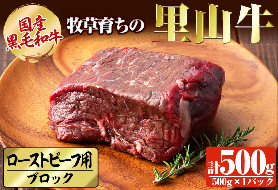 国産黒毛和牛 牧草育ちの里山牛 ローストビーフ用ブロック肉計500g 黒毛和牛 和牛 肉 牛肉 国産 ローストビーフ ブロック 赤身 a9-020