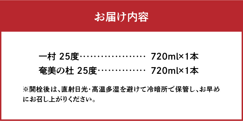 奄美黒糖焼酎 一村＆奄美の杜 25度 720ml瓶×各1本 計2本セット（田中一村 作品ラベル）　A002-021
