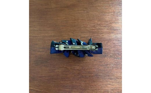 大島紬ひらひらバレッタ瑠璃カケス ブルー【世界自然遺産 登録記念】　A088-002