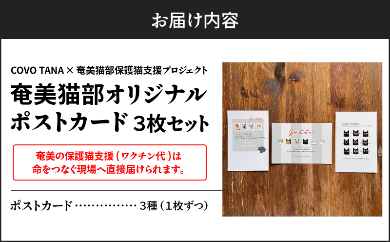 【奄美の保護猫支援（ワクチン代）】＋ポストカード3枚セット　A071-007