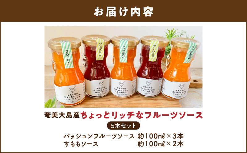 奄美大島産 ちょっとリッチなフルーツソース 5本セット（すもも＆パッションフルーツ）　A092-008