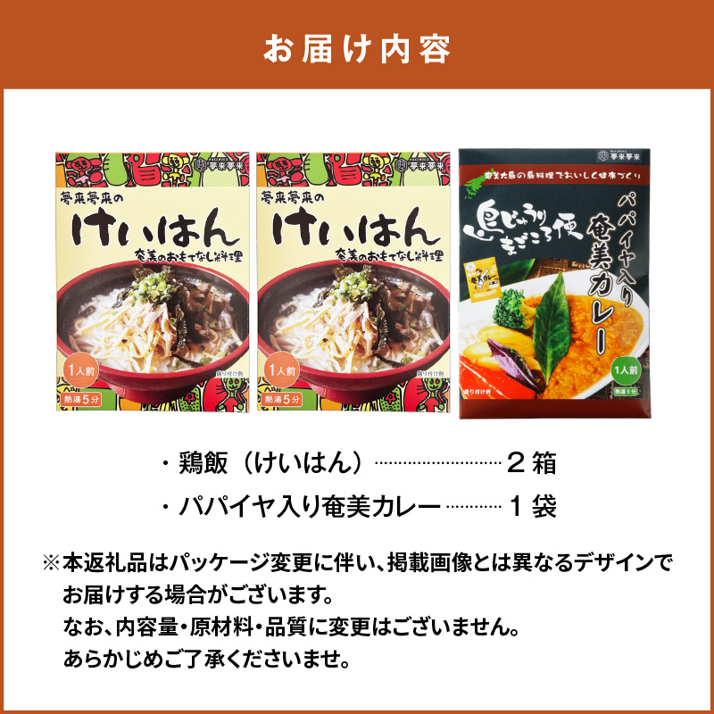 鶏飯・パパイヤ入り奄美カレーセット　A003-006