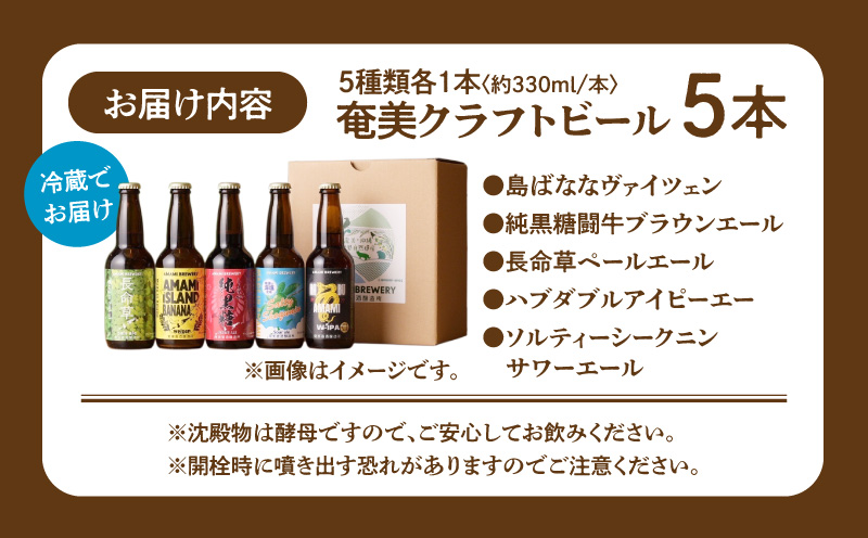 奄美クラフトビール＜5種＞5本セット　A126-008