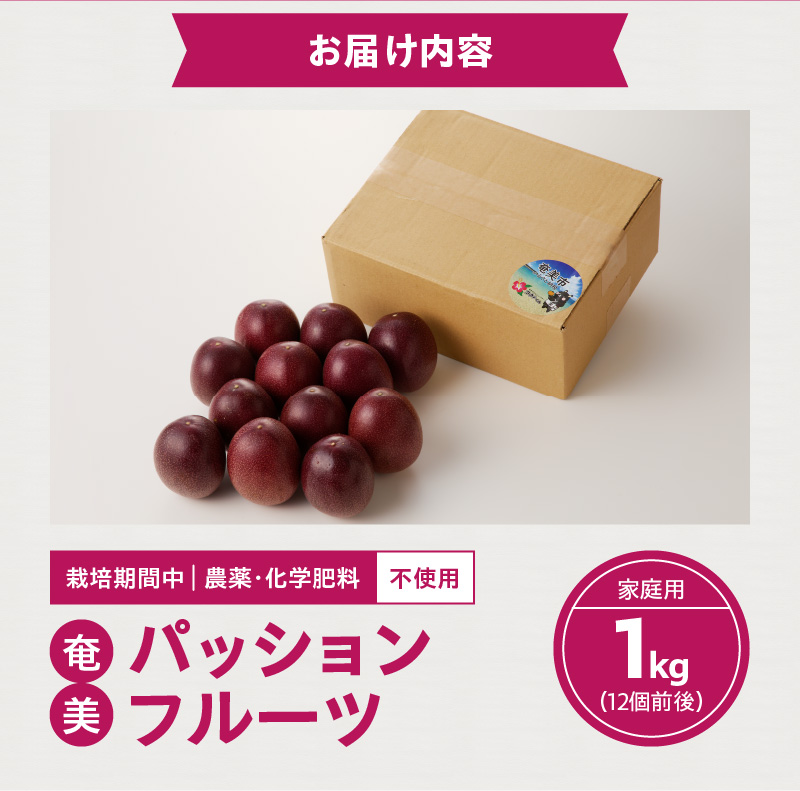 【2026年先行予約】農薬・化学肥料不使用 奄美パッションフルーツ 1kg（12個前後）家庭用　A045-003