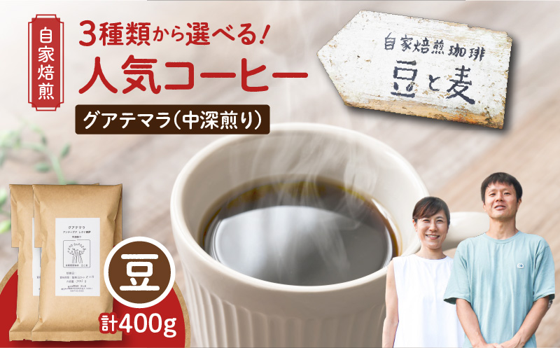 【自家焙煎】豆と麦 グアテマラ（豆） 計400g（200g×2袋）　A017-018-01