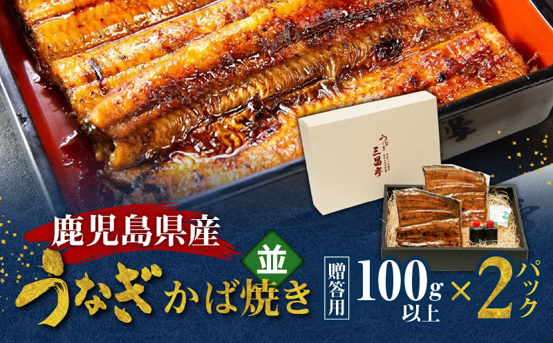 鹿児島県産！老舗うなぎ屋のうなぎのかば焼き2尾（並・100g以上×2パック）【贈答用】　A040-009-02