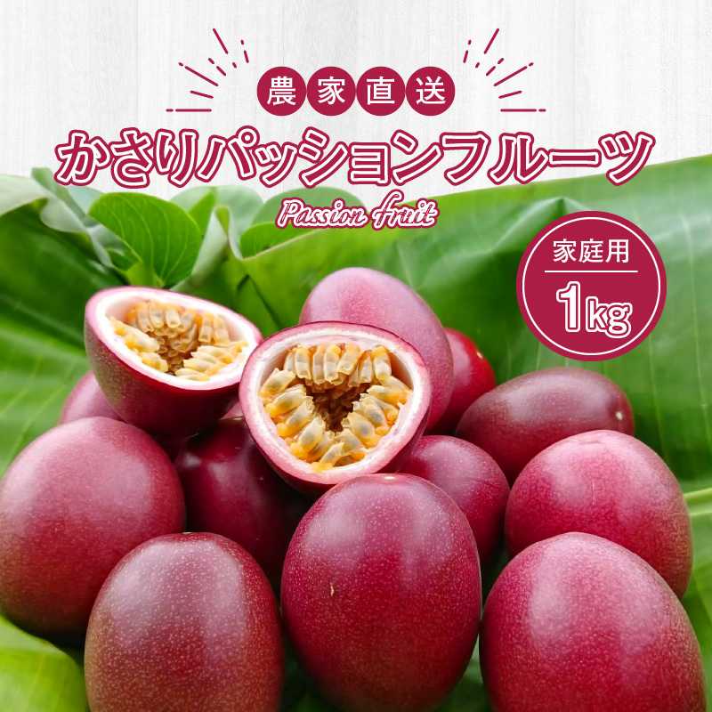 【2026年先行予約】かさりパッションフルーツ 家庭用 1kg（10～15個入り サイズ混在）　A072-003