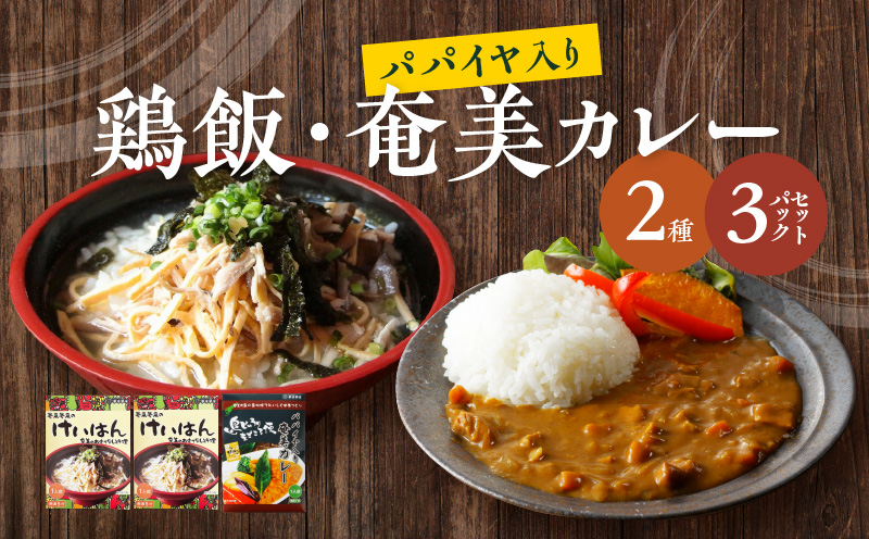鶏飯・パパイヤ入り奄美カレーセット　A003-006