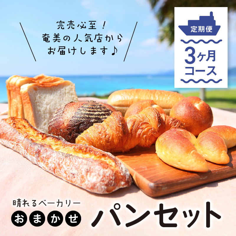 【晴れるベーカリー】おまかせ♪パンセット定期便 ～3ヶ月コース～　A032-T01
