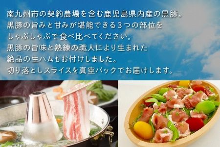 027-81 鹿児島黒豚しゃぶしゃぶ食べ比べ1000g　生ハム100g付き