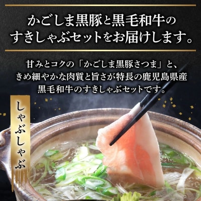 かごしま黒豚と鹿児島県産黒毛和牛すきしゃぶ1kg【配送不可地域：離島】