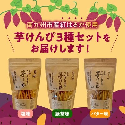 芋けんぴ3種(塩味、緑茶味、バター味)