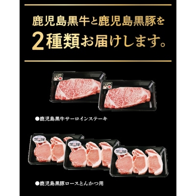 鹿児島黒牛ステーキ・黒豚とんかつセット【配送不可地域：離島】