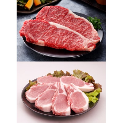 かごしま黒豚と鹿児島県産黒毛和牛ステーキ セット【配送不可地域：離島】