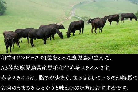 076-02 A5等級鹿児島県産黒毛和牛赤身スライス800g