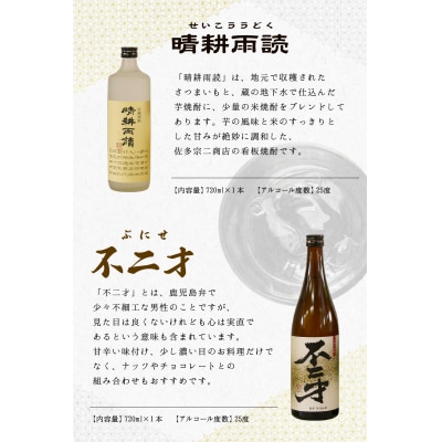 焼酎「晴耕雨読・不二才」720mlセット