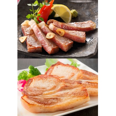 かごしま黒豚と鹿児島県産黒毛和牛ステーキ セット【配送不可地域：離島】