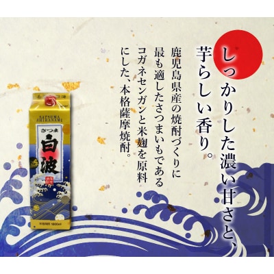 紙パック入焼酎 「あらわざ・白波」 1.8L×2本セット