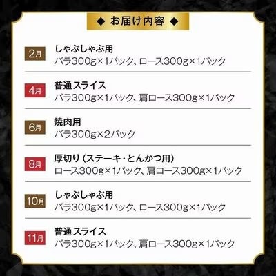 【発送月固定定期便】かごしま黒豚スライス定期便ハーフ全6回【配送不可地域：離島】