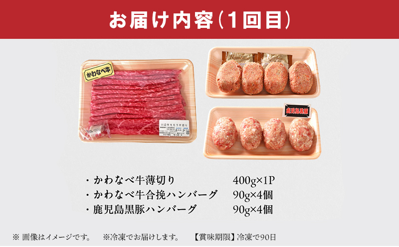 【全3回】かわなべ牛バラエティー定期便 023-25