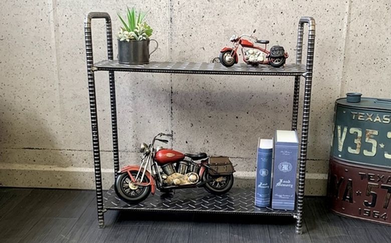 070-26 アンティーク調 アイアンシェルフ