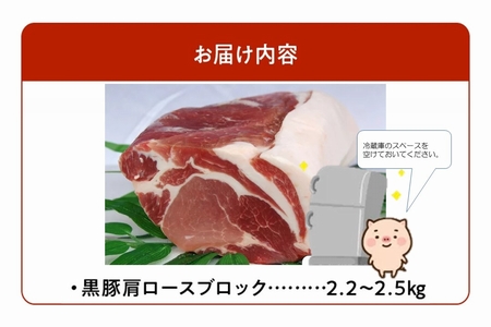 008-76 鹿児島黒豚肩ロースブロック まるごと塊のまま2.2～2.5kg