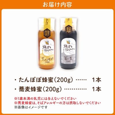旅するはちみつ200g2本セット【たんぽぽ・蕎麦】
