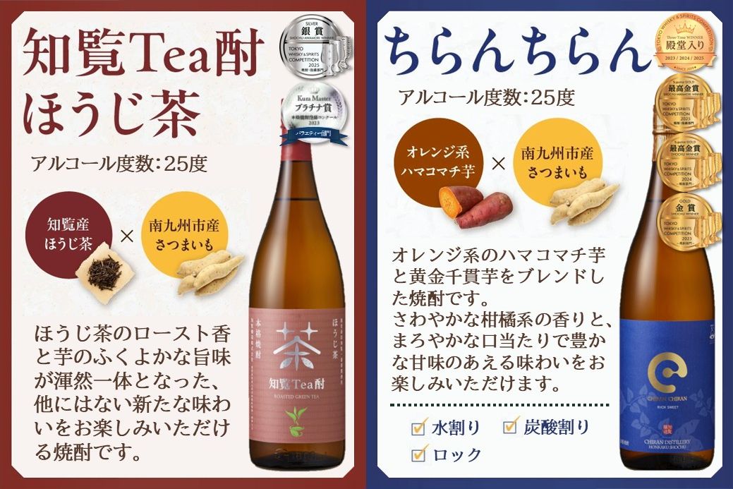 024-10 「知覧Tea酎・知覧Tea酎ほうじ茶・ちらんちらん」1.8L×3本セット