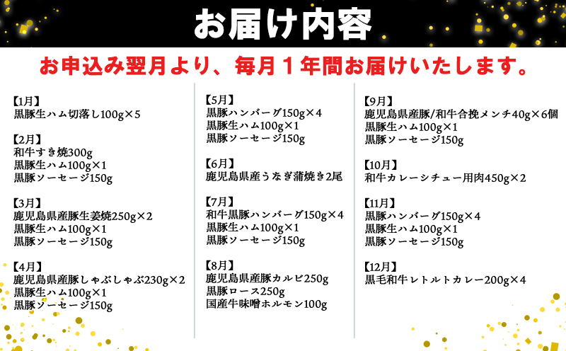 【全12回】鹿児島自慢の豚・牛・うなぎ まんぷく定期便 027-74