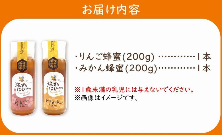 054-31 旅するはちみつ200g2本セット【りんご・みかん】